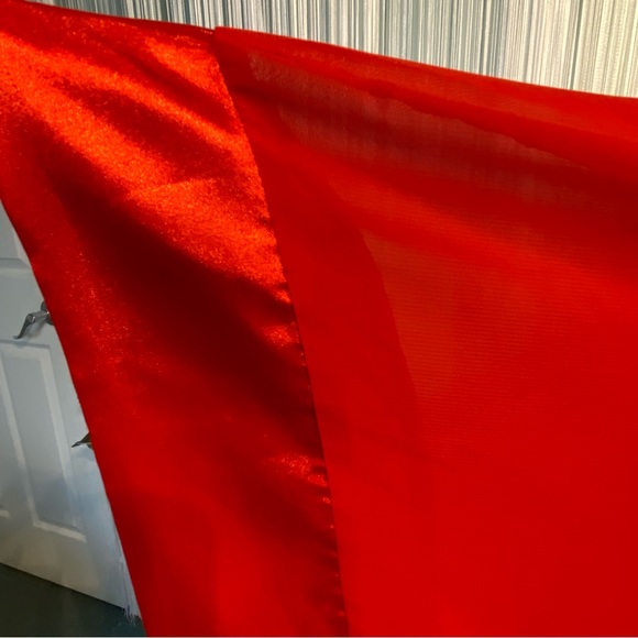 Red One Shoulder Sheer Drape Top - Picture 13 of 17